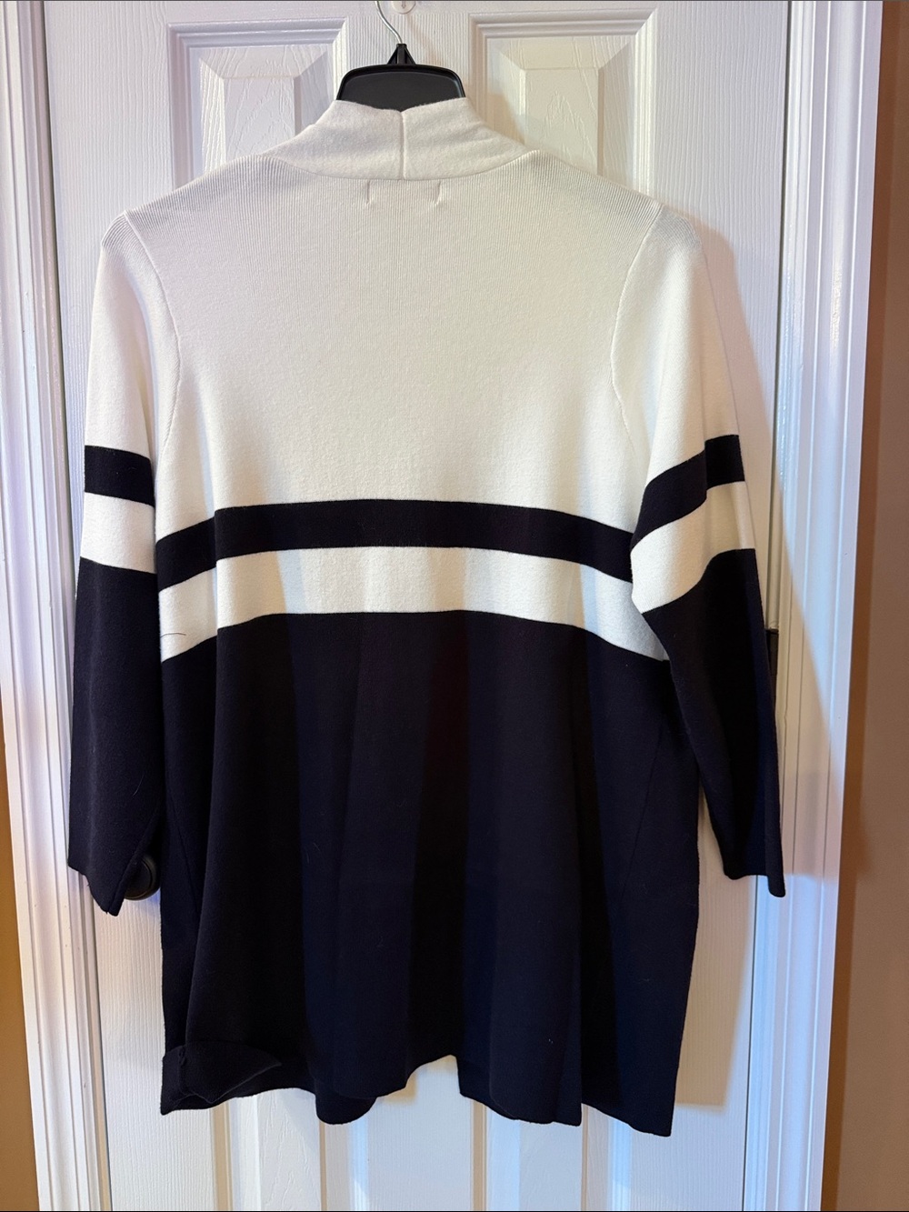 Philosophy Navy and White Striped Open-Front Cardigan - Picture 5 of 6